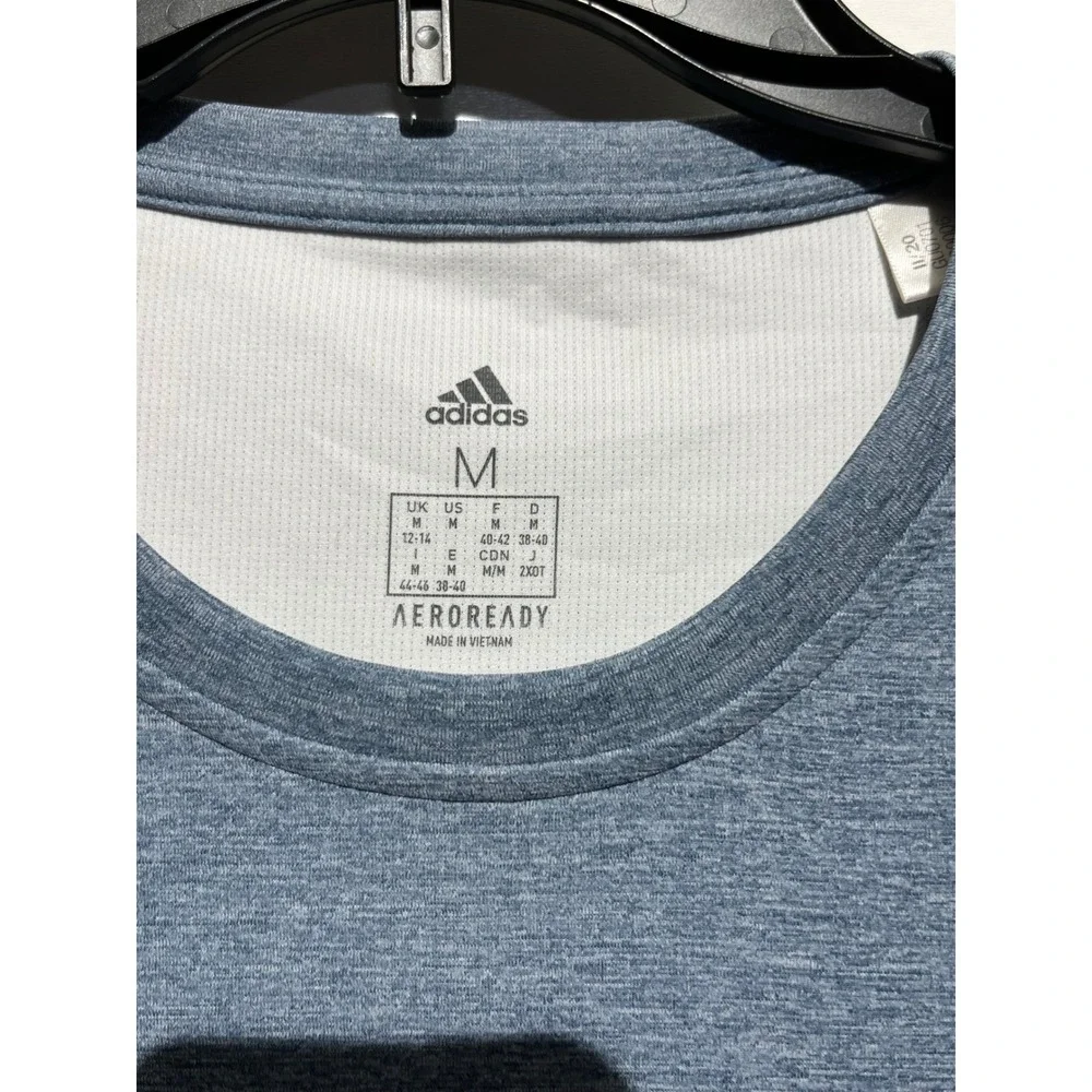 Adidas Aeroready Mens Training T-Shirt Heathered Blue Raglan Gym Top Size M